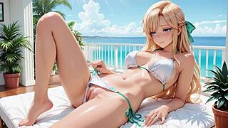 hey babe watch this blonde strip from balcony clothes ripped to bedroom creampie