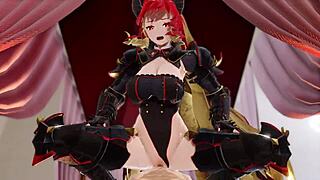 Demon girl Vindicare rides monster cock cowgirl style in 3D porn animation
