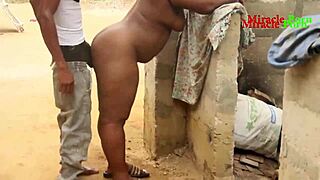 Ever wonder what happens when the landlord's daughter bathes outside? She bends over for hardcore doggystyle!