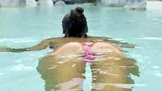 Hot Monika Fox 😍 swims in pink bikini poolside!