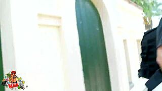 Small tits teen with big pussy gets fucked hard by two guys in panties