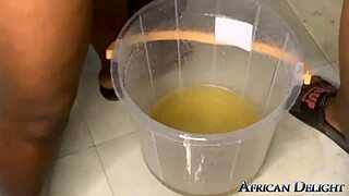 Three ebony lesbians with saggy tits and sporty bodies pee together intimately