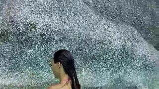 Hot Monika Fox 😍 swims in pink bikini poolside!