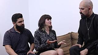 Fake Priest Pounds Wife's Tight Ass While Cuckold Watches