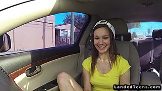 Petite teen hitchhiker, wanna fuck her tight pussy outdoor in public pov reality?