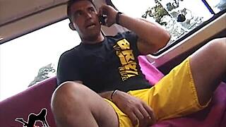 pornstars convince hot gas station brunette to join their car orgy for hardcore shemale anal pounding