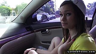 Petite teen hitchhiker, wanna fuck her tight pussy outdoor in public pov reality?