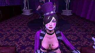 mad moxxi in cosplay grabs you for a wild blowjob and picks you up at purple dream club