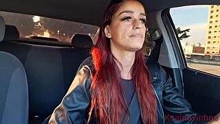 app driver woman catches passenger masturbating cum on ass car street voyeur