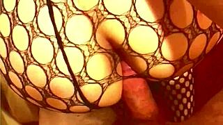 Sexy Ass Girl Fucks in Lingerie Panties Fishnets
