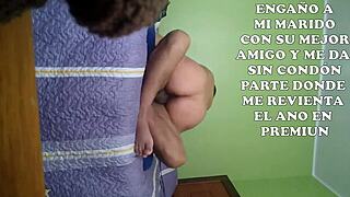 submissive latina wife cuckolds husband with best friend raw anal no condom