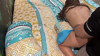 pervy stepson rams cock into stepmom's bare pussy