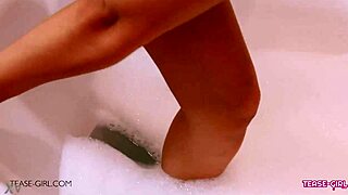 Sexy Brunette Teen Bathes And Flaunts Her Perfect Body On Sofa