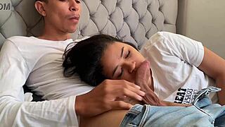 Padrastro shoves cock deep in mouth till cum