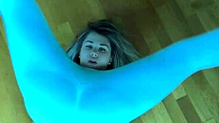 athletic petite body stretches in tight leggings workout