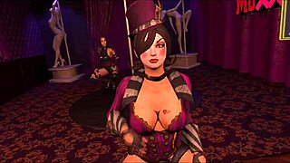 mad moxxi in cosplay grabs you for a wild blowjob and picks you up at purple dream club