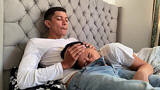 Padrastro shoves cock deep in mouth till cum