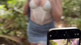 Jewelz blu, your wet pussy and big ass look wild teasing outdoors in lingerie - handjob me now