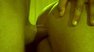 Shapely babe's trimmed pussy gets licked in sauna after gym workout then fucked doggystyle over bench!