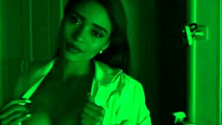 yaira gropes her big natural tits and ass while brushing hair around house teasing pussy