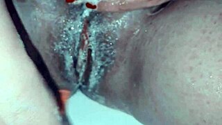 milf soaps up shaved pussy close homemade shave 🧼✨