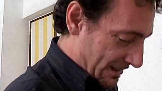 Brunette milf rides young cock hard then pulls it out