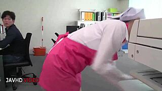 chihiro akino's office blowjob gets hardcore with that creampie finish at work.