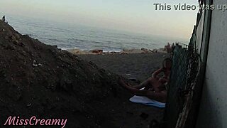 stepdaughter watches me flash cock on beach then jerks me off to huge public cumshot