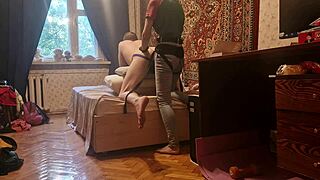 Homemade russian mistress anastasia pegs sasha's asshole with strapon 😈🔥