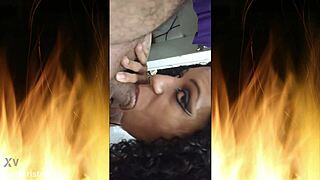 Brunette wife in lingerie blows cock then fucks photographer hard!