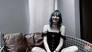 yuyu cat shows up for casting amberzinha licks her petite pussy in free backstage scene