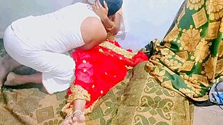 late night hardcore fucking telugu wife in red sari on ranch bed