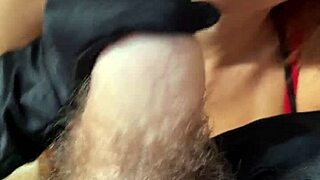 SULTRY REDHEAD WIFE IN HEELS GLOVES PANTYHOSE SEDUCES WITH CUM SWALLOW BEDROOM FUN