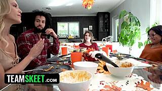 Pounding grateful lesbian orgy with asian blonde tits and ass licking!