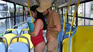 Brazilian Student Latina Flashes Small Tits Then Gets Encoxada and Fucked Hard Public Bus Ride