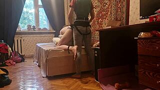 Homemade russian mistress anastasia pegs sasha's asshole with strapon 😈🔥