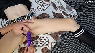 imagine trident vibrator destroying petite 18+ stepsis g-spot for crazy close-up double orgasms