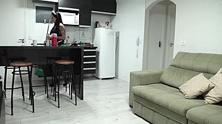 hot latina maid surprises with big tits pussy flashing in casting turns to monster cock fuck