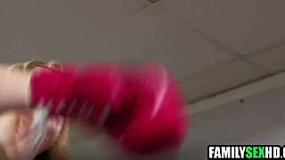 step family threesome on boxing ring with daddy uncle young teens