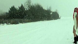 Skinny Girl Cools Down Outdoors in Sunny Garden Nature