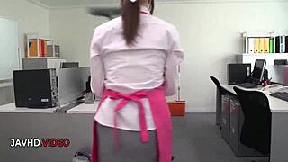 chihiro akino's office blowjob gets hardcore with that creampie finish at work.