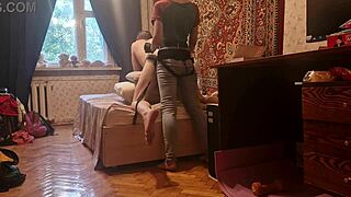 Homemade russian mistress anastasia pegs sasha's asshole with strapon 😈🔥