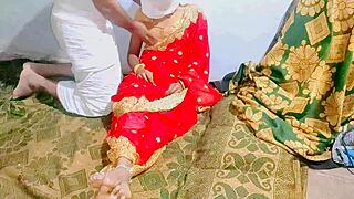 late night hardcore fucking telugu wife in red sari on ranch bed