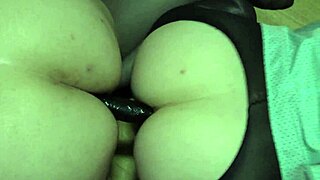 two big ass lesbians doggystyle poundn double dildo together