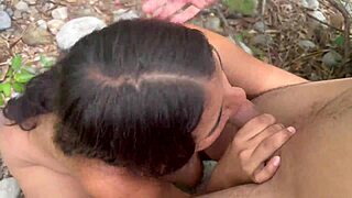 taught this sexy young colombian latina casual fishing then fucked her tight shaved pussy and came inside