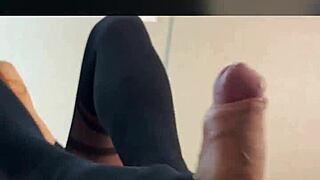 SULTRY REDHEAD WIFE IN HEELS GLOVES PANTYHOSE SEDUCES WITH CUM SWALLOW BEDROOM FUN