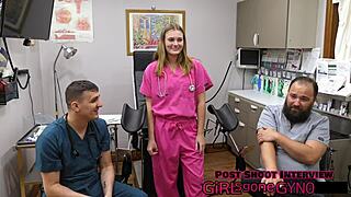 Wow! Tyler Lynn's Abdominal Percussion Exam Rocks Her Shaved Tits in Latex Hospital!