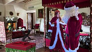 granny carmen claus bends for doggystyle creampie in costume