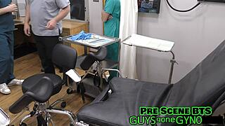 Canadian Nurse In Latex Gloves Spreads For Tattooed Patient's Penis