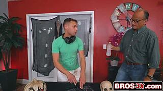 sneaky teen fucks hard on halloween while dad chills next room